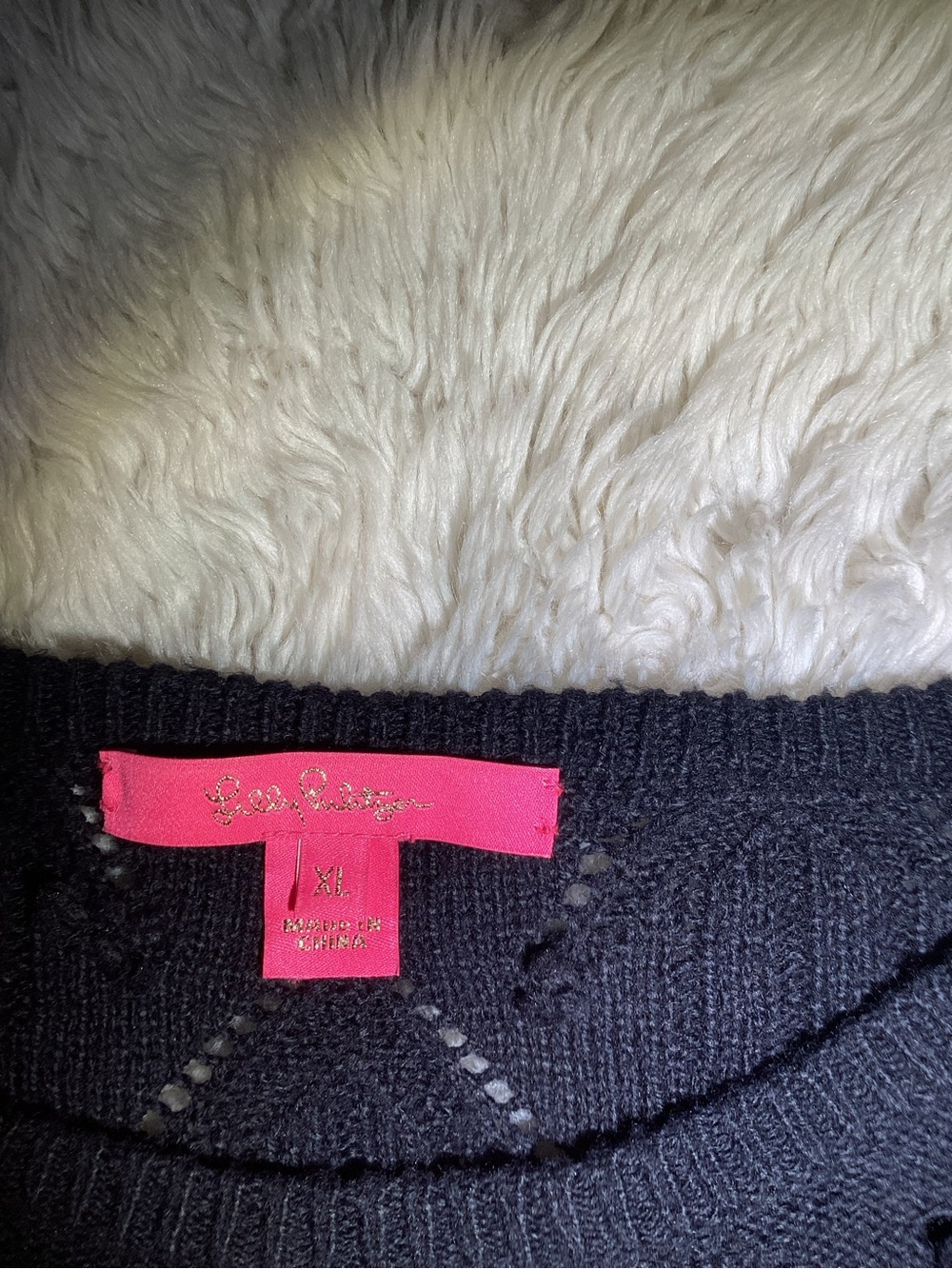 Lilly Pulitzer Neuve Black Women's Pom-Pom Knit Sweater size lXL - Picture 6 of 7